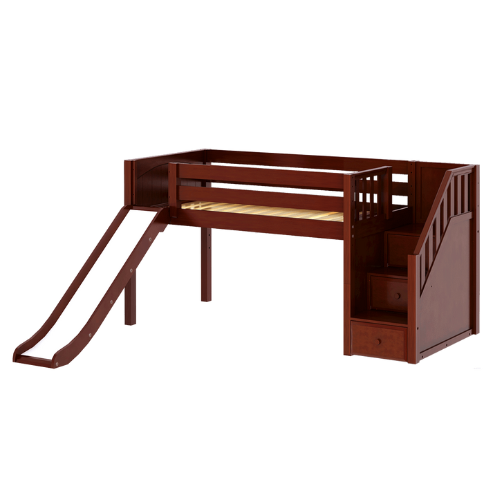 Maxtrix Twin Low Loft Bed with Stairs + Slide