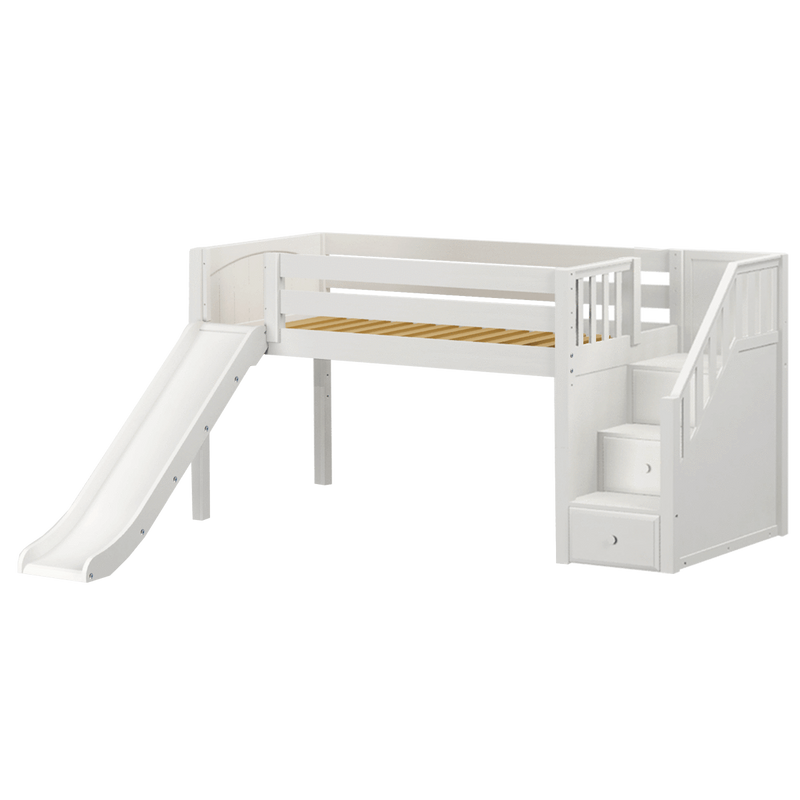Maxtrix Twin Low Loft Bed with Stairs + Slide