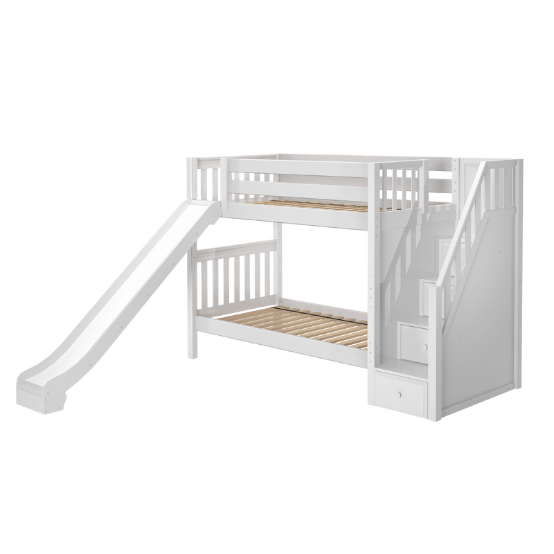 Maxtrix Twin Medium Bunk Bed with Stairs + Slide