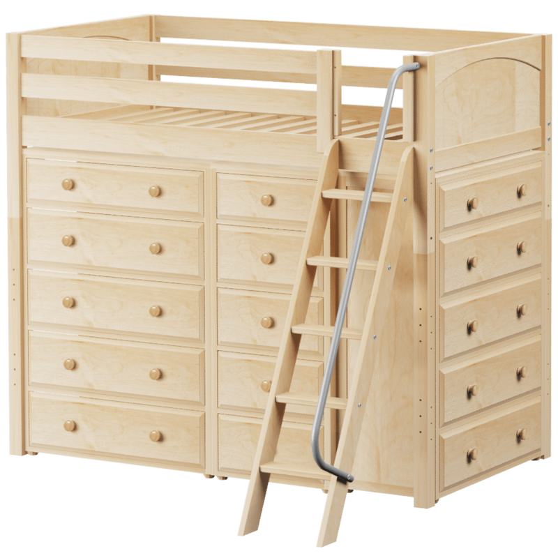 Maxtrix Twin High Loft Bed with Angled Ladder + Storage