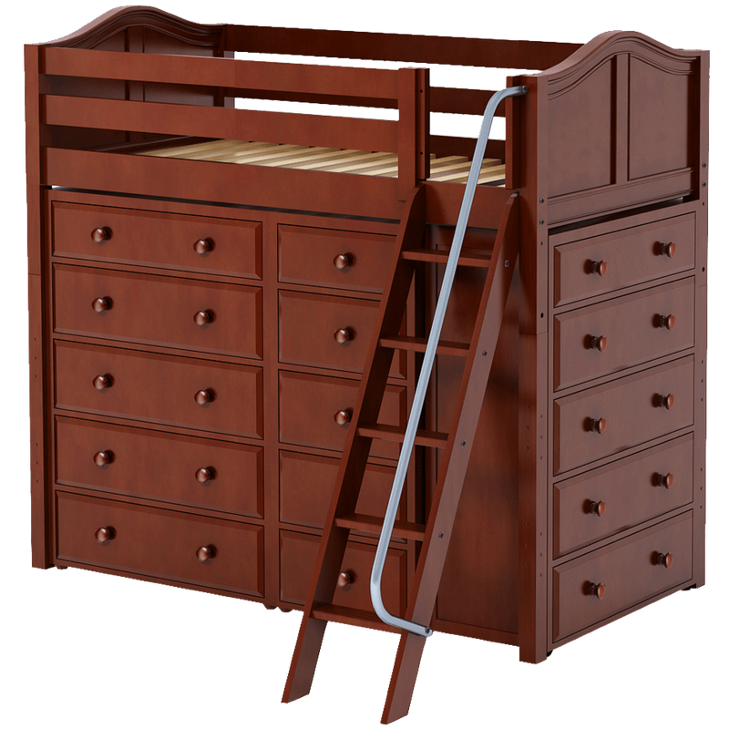 Maxtrix Twin High Loft Bed with Angled Ladder + Storage