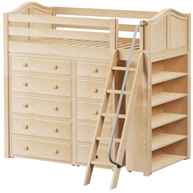 Maxtrix Twin High Loft Bed with Angled Ladder + Storage