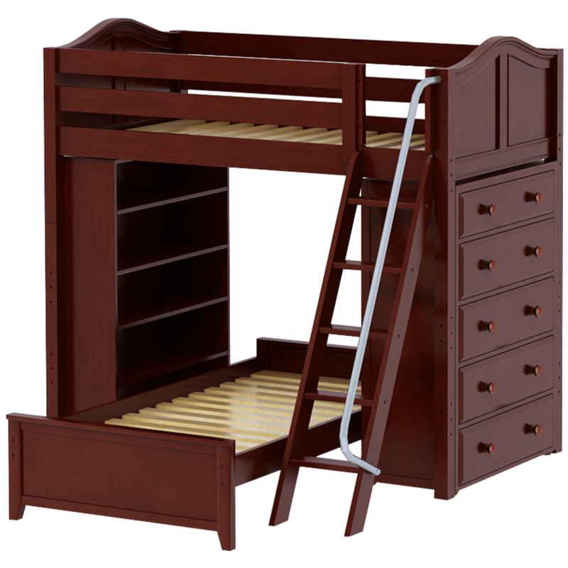 Maxtrix Twin High Loft Bed with Angled Ladder, Storage + Bed