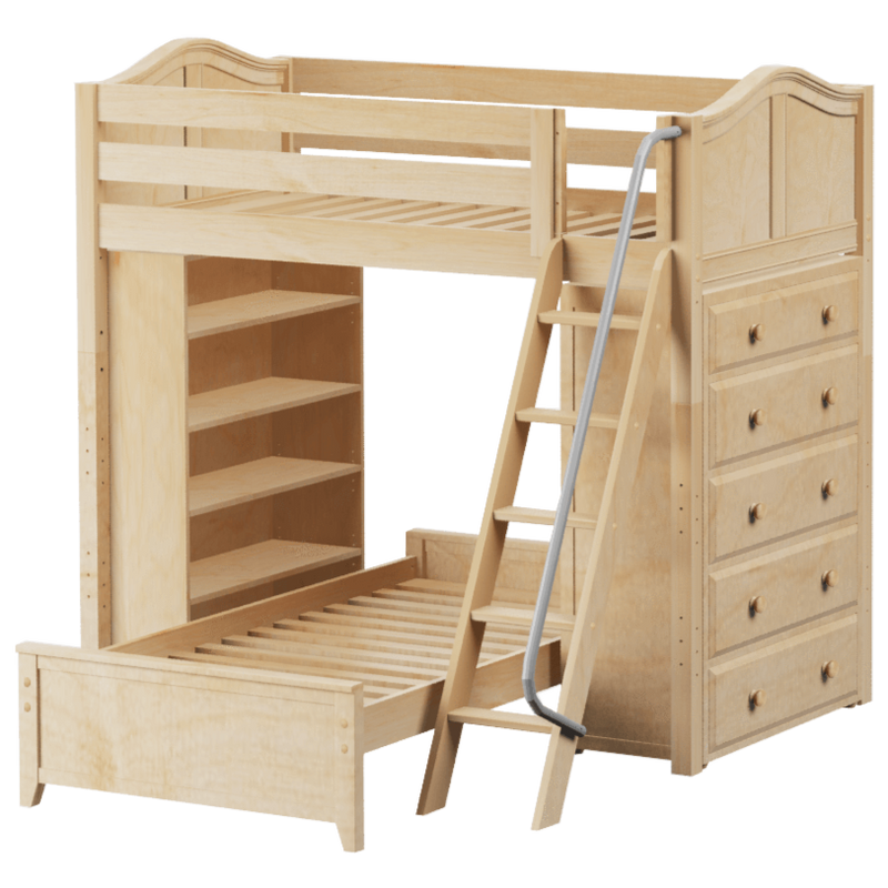Maxtrix Twin High Loft Bed with Angled Ladder, Storage + Bed