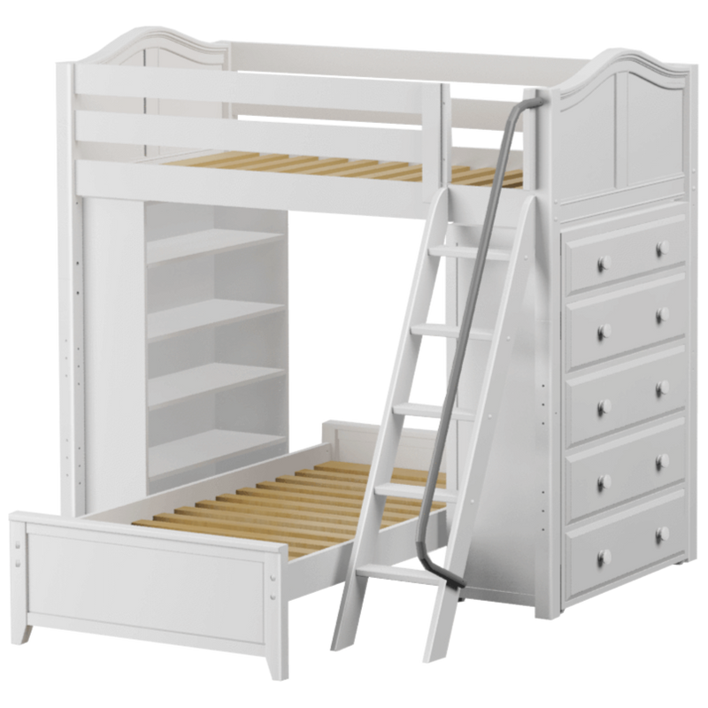 Maxtrix Twin High Loft Bed with Angled Ladder, Storage + Bed
