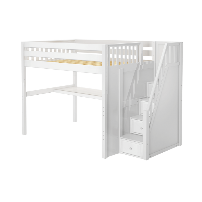 Maxtrix Full XL High Loft Bed with Stairs + Desk