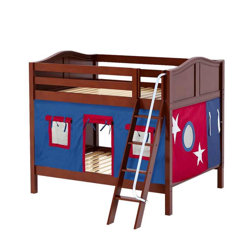 Maxtrix Full Medium Bunk Bed with Angled Ladder + Curtain