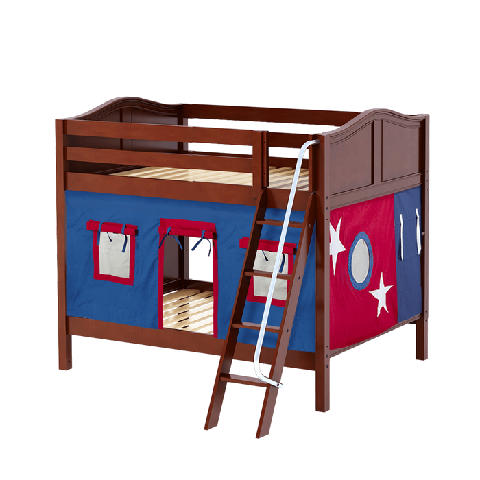 Maxtrix Full Medium Bunk Bed with Angled Ladder + Curtain