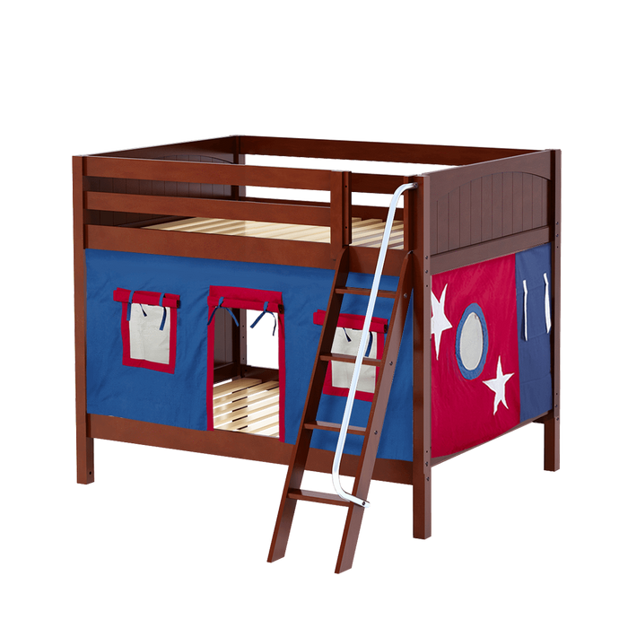 Maxtrix Full Medium Bunk Bed with Angled Ladder + Curtain