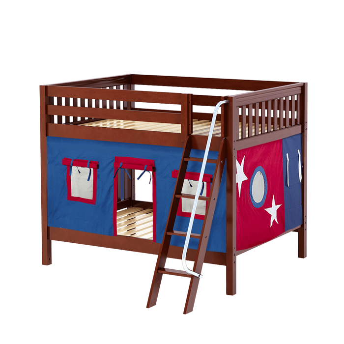 Maxtrix Full Medium Bunk Bed with Angled Ladder + Curtain