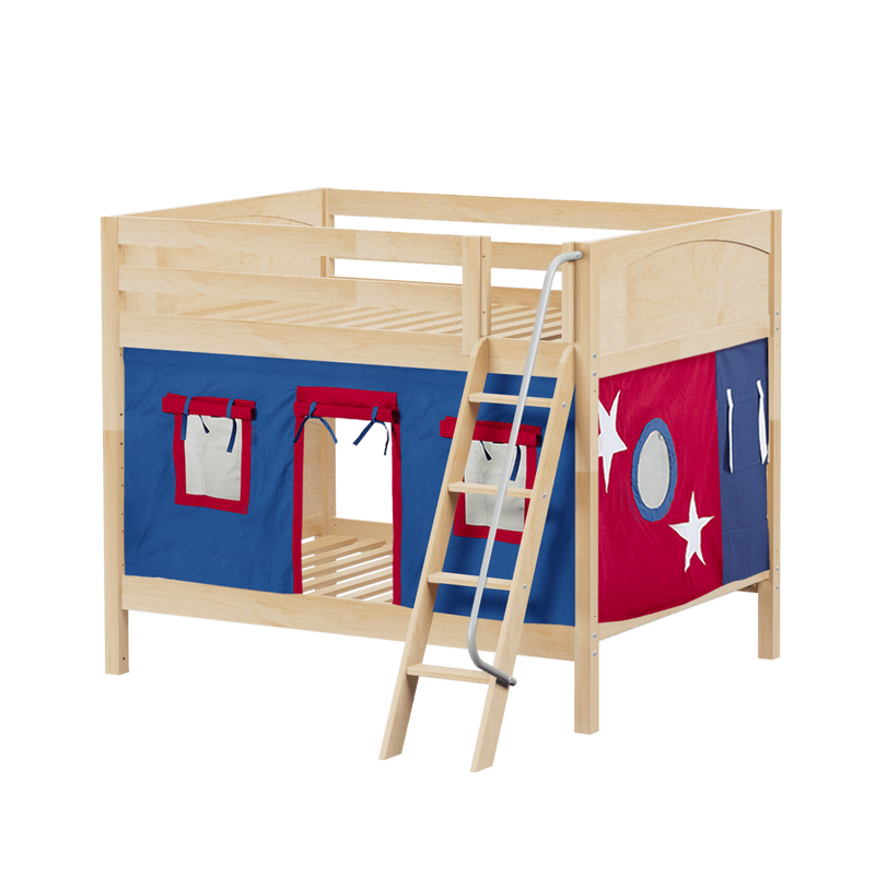Maxtrix Full Medium Bunk Bed with Angled Ladder + Curtain