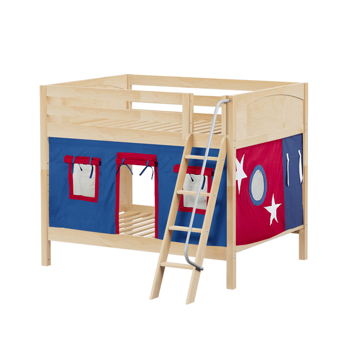 Maxtrix Full Medium Bunk Bed with Angled Ladder + Curtain