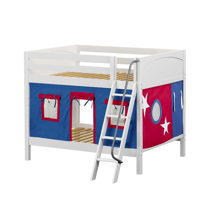 Maxtrix Full Medium Bunk Bed with Angled Ladder + Curtain