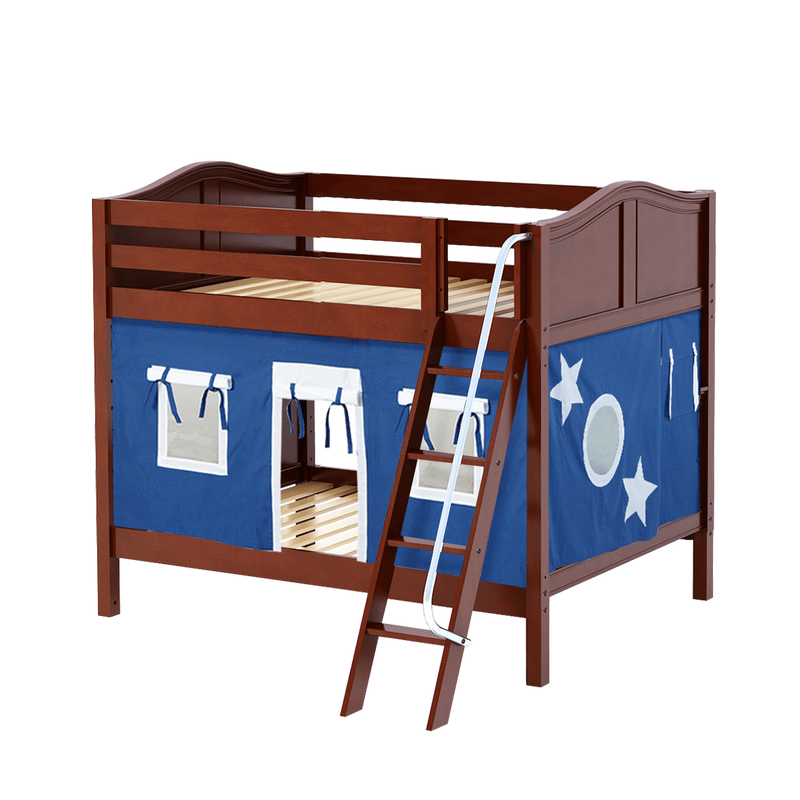 Maxtrix Full Medium Bunk Bed with Angled Ladder + Curtain