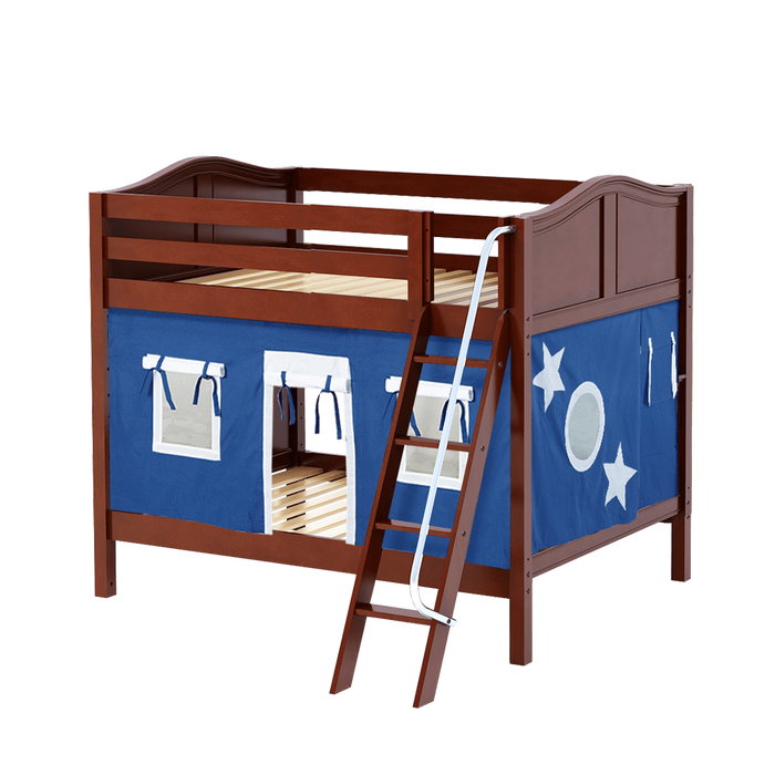 Maxtrix Full Medium Bunk Bed with Angled Ladder + Curtain