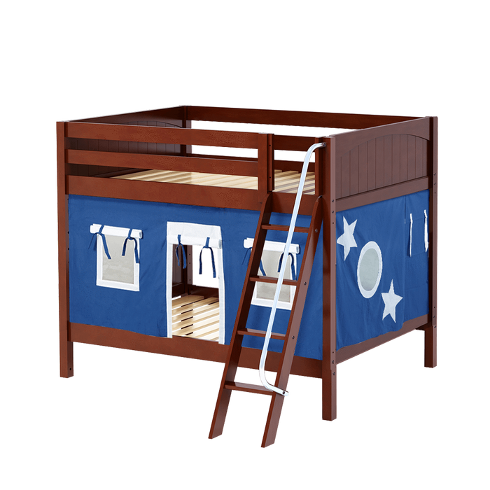 Maxtrix Full Medium Bunk Bed with Angled Ladder + Curtain