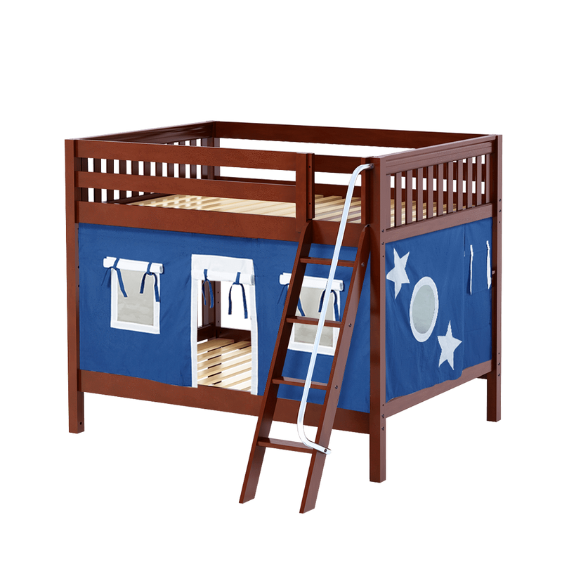 Maxtrix Full Medium Bunk Bed with Angled Ladder + Curtain