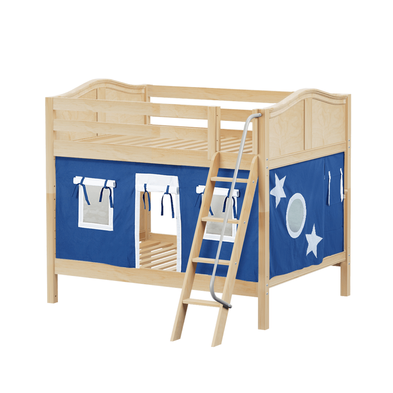 Maxtrix Full Medium Bunk Bed with Angled Ladder + Curtain