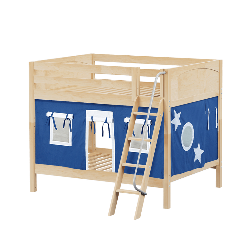 Maxtrix Full Medium Bunk Bed with Angled Ladder + Curtain