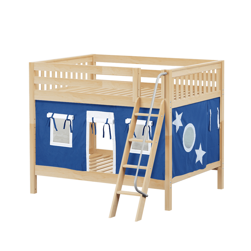 Maxtrix Full Medium Bunk Bed with Angled Ladder + Curtain