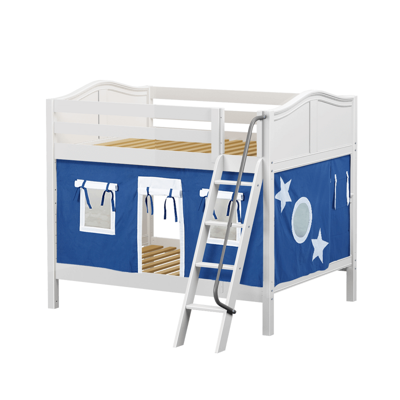 Maxtrix Full Medium Bunk Bed with Angled Ladder + Curtain