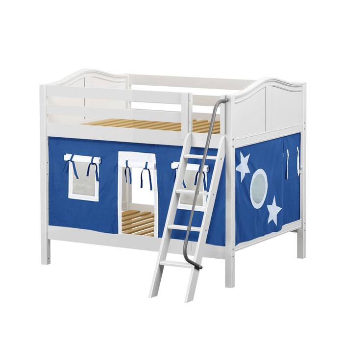 Maxtrix Full Medium Bunk Bed with Angled Ladder + Curtain