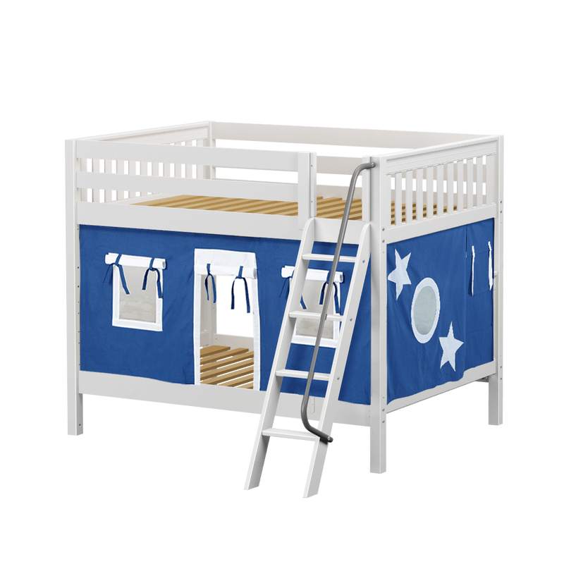 Maxtrix Full Medium Bunk Bed with Angled Ladder + Curtain