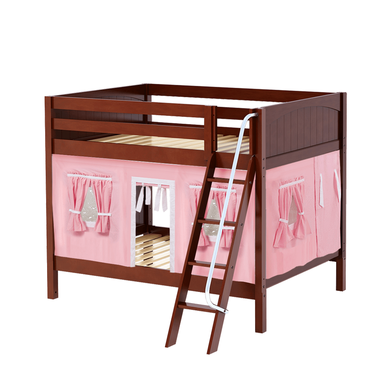 Maxtrix Full Medium Bunk Bed with Angled Ladder + Curtain