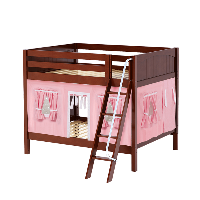 Maxtrix Full Medium Bunk Bed with Angled Ladder + Curtain