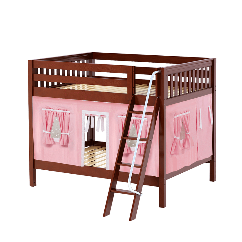 Maxtrix Full Medium Bunk Bed with Angled Ladder + Curtain