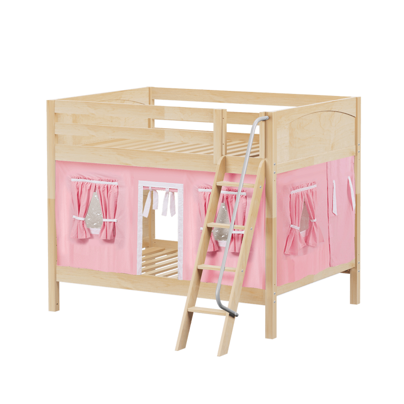 Maxtrix Full Medium Bunk Bed with Angled Ladder + Curtain