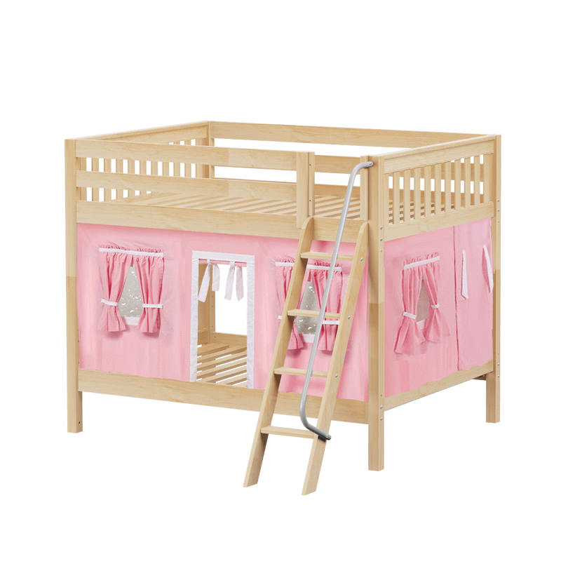 Maxtrix Full Medium Bunk Bed with Angled Ladder + Curtain