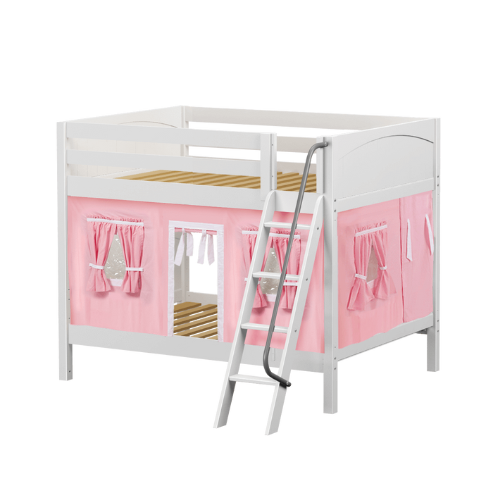Maxtrix Full Medium Bunk Bed with Angled Ladder + Curtain