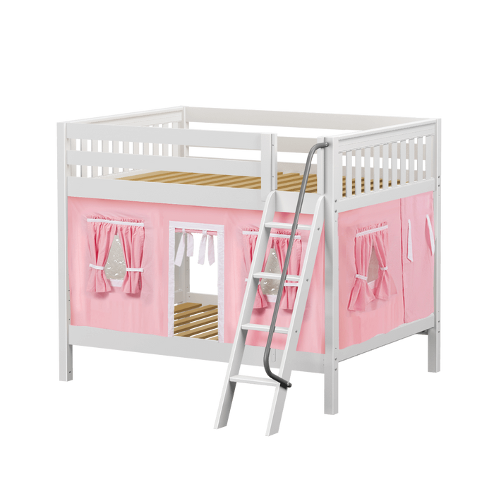 Maxtrix Full Medium Bunk Bed with Angled Ladder + Curtain