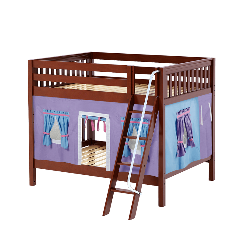 Maxtrix Full Medium Bunk Bed with Angled Ladder + Curtain