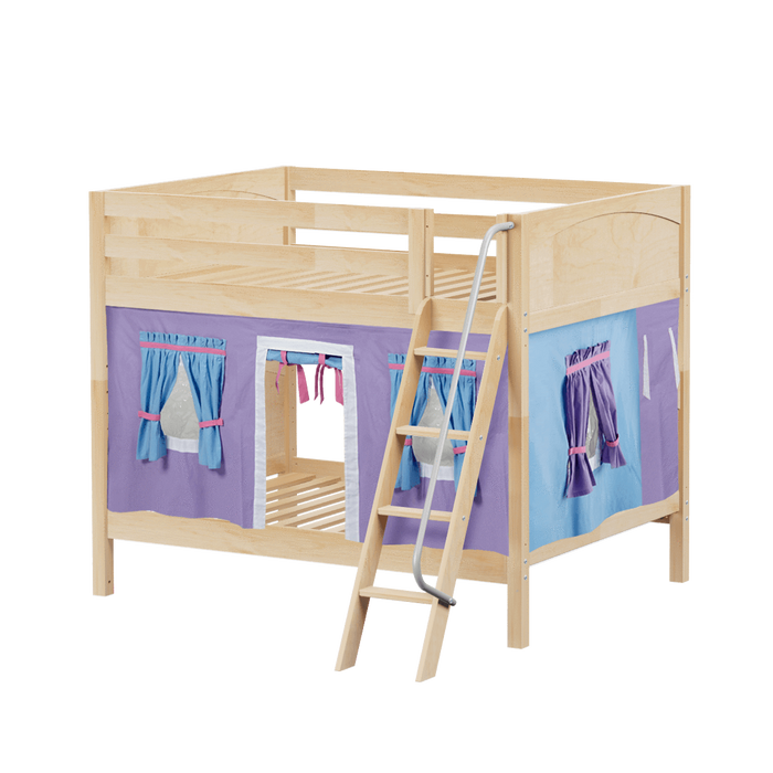 Maxtrix Full Medium Bunk Bed with Angled Ladder + Curtain