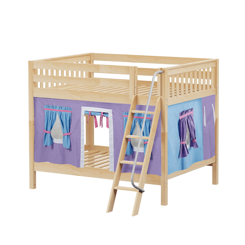 Maxtrix Full Medium Bunk Bed with Angled Ladder + Curtain