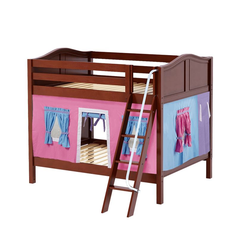 Maxtrix Full Medium Bunk Bed with Angled Ladder + Curtain