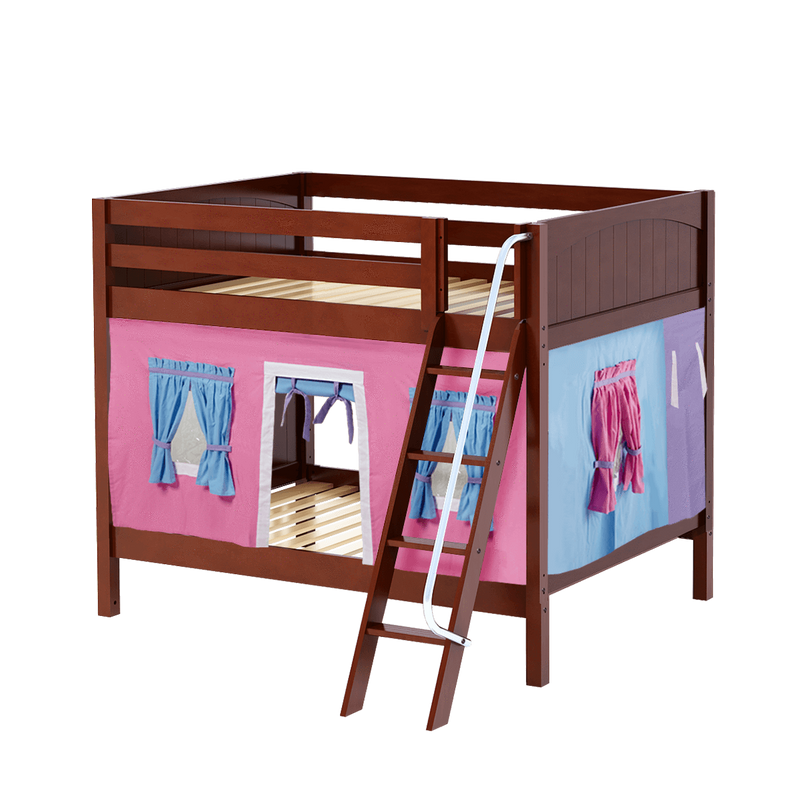 Maxtrix Full Medium Bunk Bed with Angled Ladder + Curtain