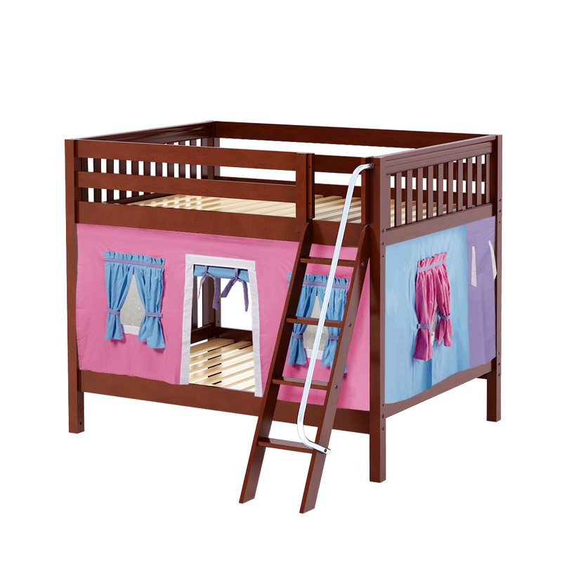 Maxtrix Full Medium Bunk Bed with Angled Ladder + Curtain