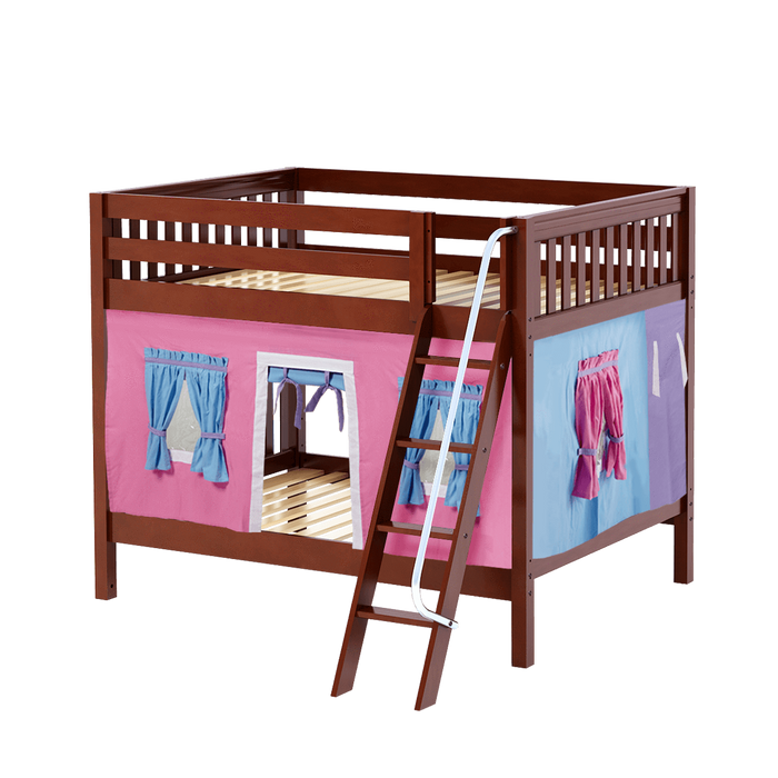 Maxtrix Full Medium Bunk Bed with Angled Ladder + Curtain