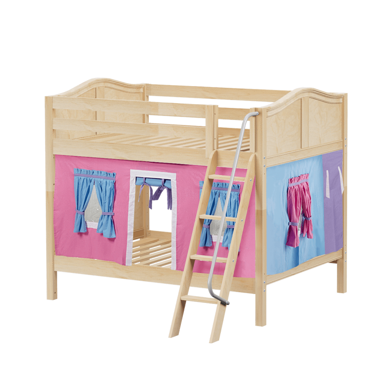 Maxtrix Full Medium Bunk Bed with Angled Ladder + Curtain