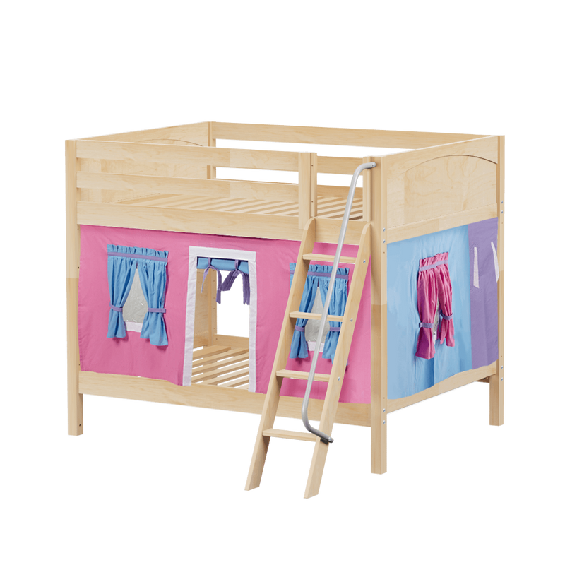 Maxtrix Full Medium Bunk Bed with Angled Ladder + Curtain