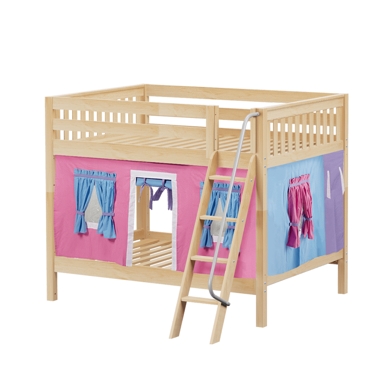 Maxtrix Full Medium Bunk Bed with Angled Ladder + Curtain