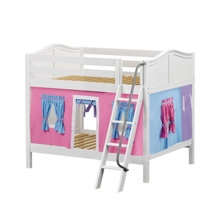 Maxtrix Full Medium Bunk Bed with Angled Ladder + Curtain