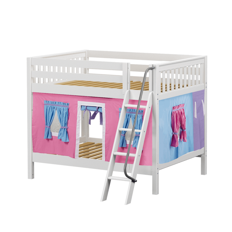 Maxtrix Full Medium Bunk Bed with Angled Ladder + Curtain