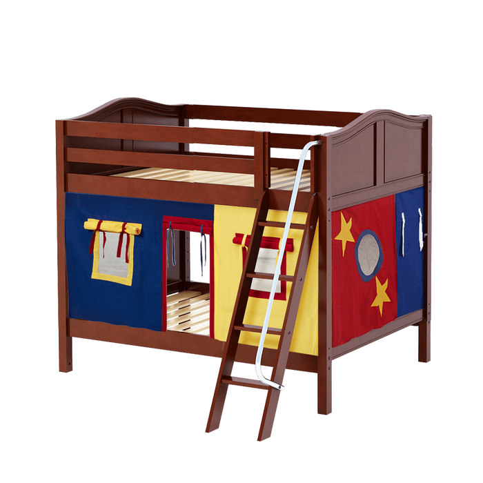 Maxtrix Full Medium Bunk Bed with Angled Ladder + Curtain