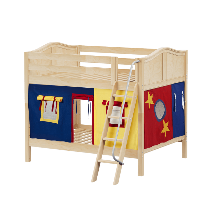Maxtrix Full Medium Bunk Bed with Angled Ladder + Curtain