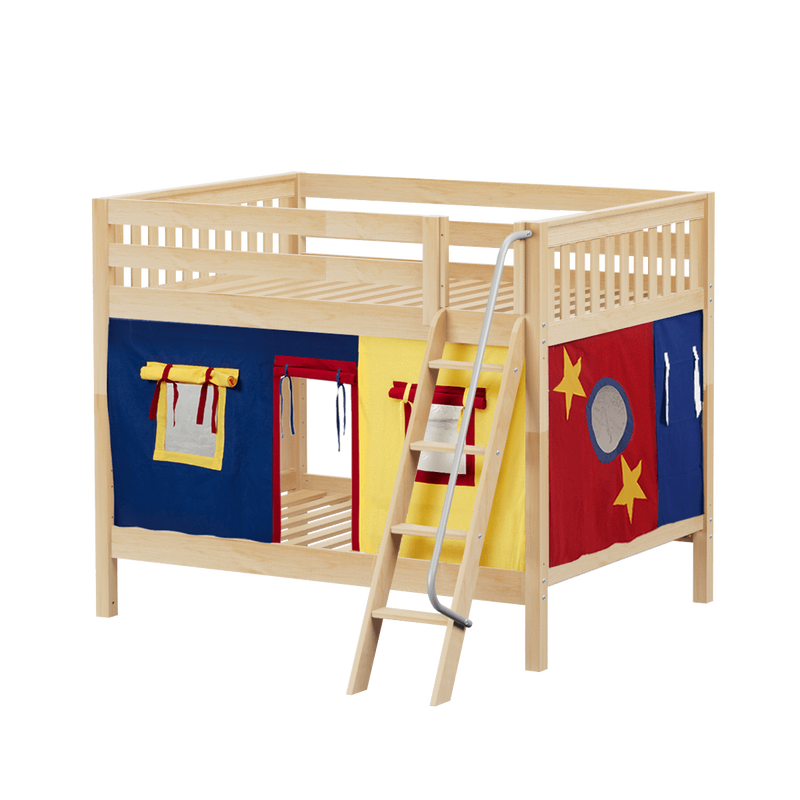 Maxtrix Full Medium Bunk Bed with Angled Ladder + Curtain