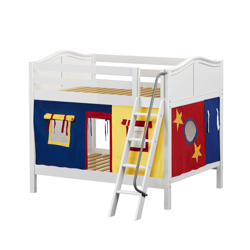 Maxtrix Full Medium Bunk Bed with Angled Ladder + Curtain